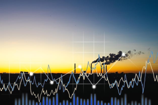 Graphic showing global investment flows, with an arrow indicating a shift towards renewable energy and away from fossil fuels, against a backdrop of economic charts.