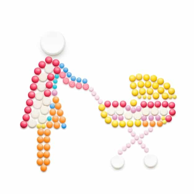 A stylized diagram illustrating different forms of multivitamin delivery, such as pills, liquids, gummies, and liposomal forms, with indicators of their relative absorption pathways.