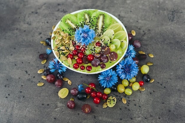 A close-up of a vibrant, colorful salad bowl featuring leafy greens, berries, nuts, and whole grains, symbolizing healthy eating.