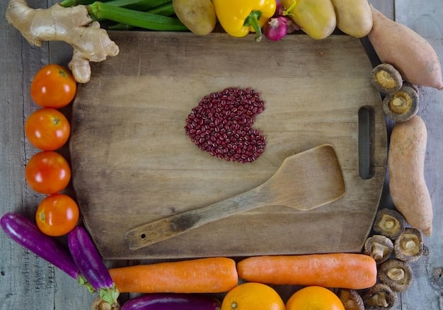 A vibrant, colorful collection of fresh fruits, vegetables, and whole grains, arranged beautifully on a kitchen counter, representing a heart-healthy diet.