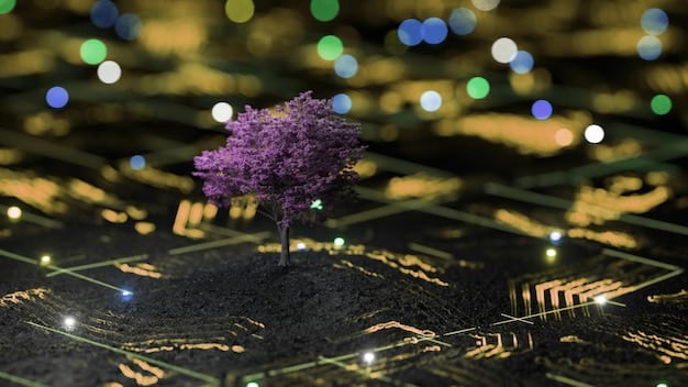 A conceptual image of interconnected AI neural networks autonomously defending a corporate server farm, with abstract visual elements representing data flow and intelligent decision-making in a dark, secure environment.