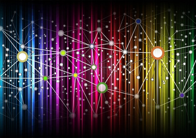 A detailed, colorful network of intersecting lines and nodes, representing a complex global supply chain for technology, with some nodes glowing brighter to symbolize strategic investment.