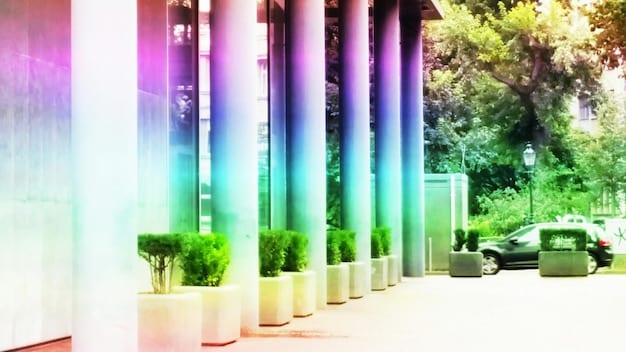 A vibrant green park in a modern city, with smart sensors blending into the landscape, measuring air quality, soil moisture, and local weather patterns to optimize irrigation and environmental monitoring.