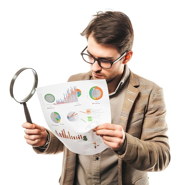 A person holding a magnifying glass over a complex financial report with various charts and numbers, symbolizing detailed analysis and future planning in response to tax law changes. The background includes blurred images of tax documents.