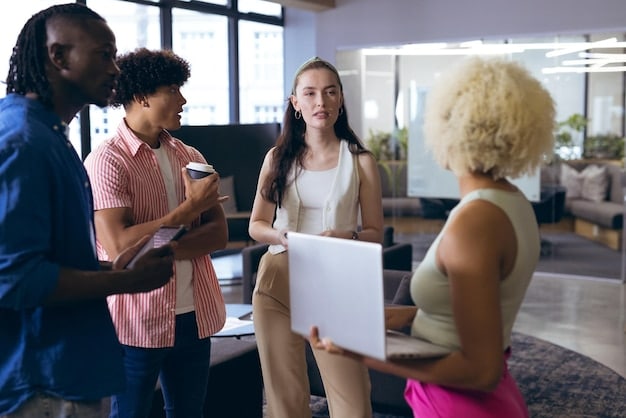 A group of people participating in a job fair specifically for individuals with past convictions, showing hope and engagement in skills training and networking.