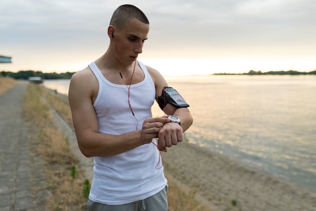 A person using a fitness tracker to monitor their heart rate and activity, combined with a digital app on a tablet displaying nutritional data and meal logs, symbolizing the integration of technology in health tracking.