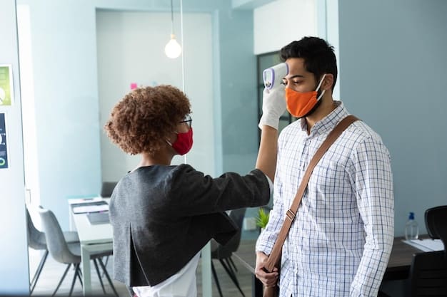 A healthcare professional interacting with a patient in a consultation room, explaining preventive measures against respiratory illnesses, emphasizing education and guidance.