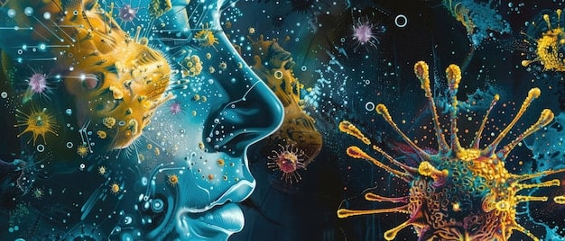 A detailed scientific illustration showing the biological pathways and interactions (hormones, immune cells, brain activity) influenced by social connection versus social isolation.