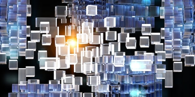 A visually complex image depicting a digital ledger with interlocking blocks, overlaid with legal scales of justice, regulatory documents, and gears turning, symbolizing the interplay between technology, law, and governance. The color palette should evoke trust and professionalism.