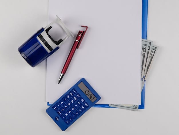 A detailed shot of financial documents and a calculator on a desk, with a pen poised over a student loan application form, symbolizing careful consideration of borrowing.