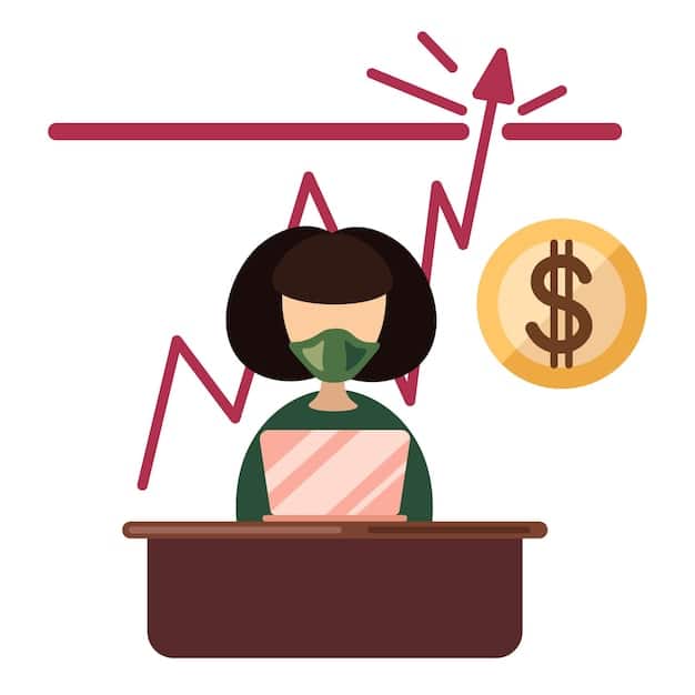 A downward sloping graph with student loan payment icons, illustrating the negative impact on consumer spending. A dollar sign is shown with a red cross mark.